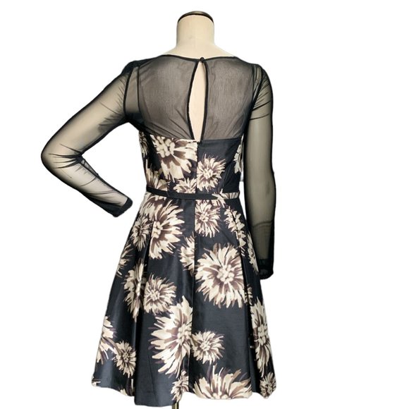 Eliza J 4 Evening Party Dress Floral Satin Corset Style Long Mesh Sleeves 67D - Picture 7 of 11
